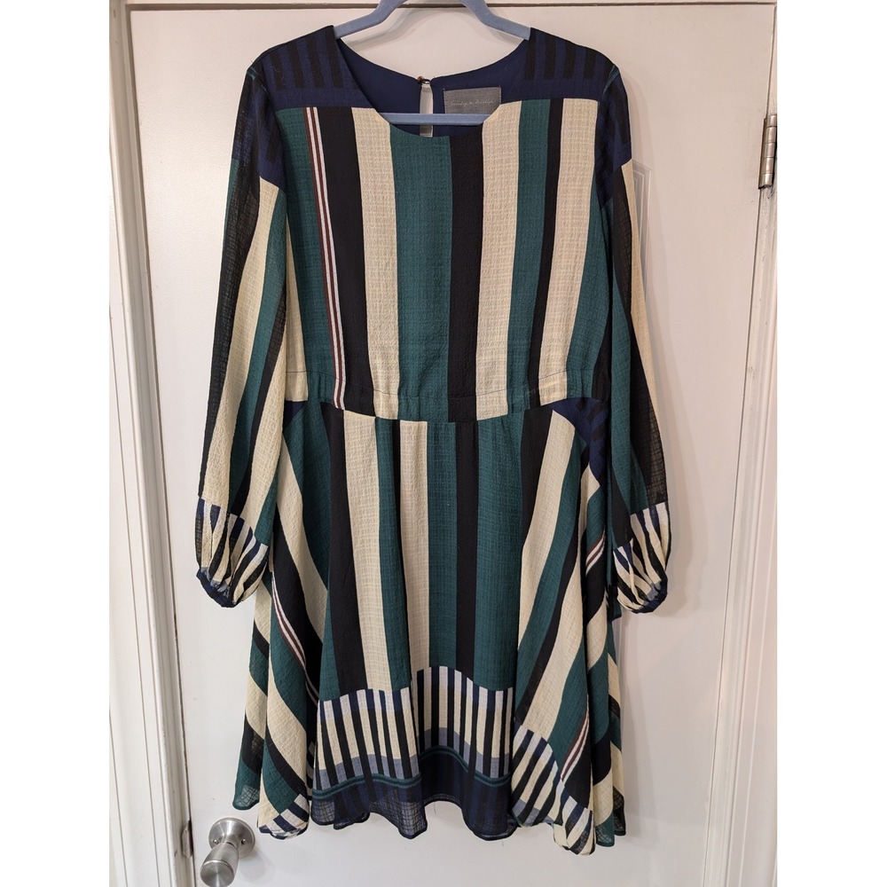 Sunday in Brooklyn Striped Long Sleeve Tie Waist Mini Dress Small flowy